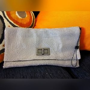 BCBG silver clutch